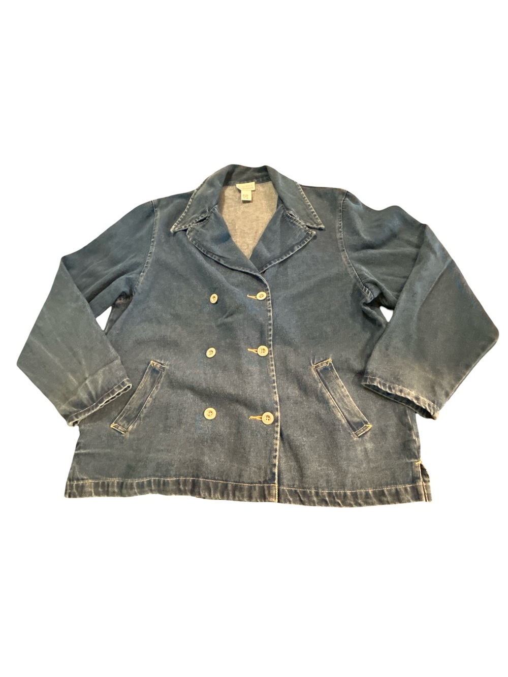 Vintage For Her Van Heusen Denim Jacket Double Breasted XL 100% Cotton
